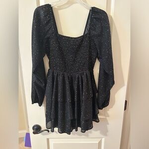 Entry celestial black and gold rhomper size M